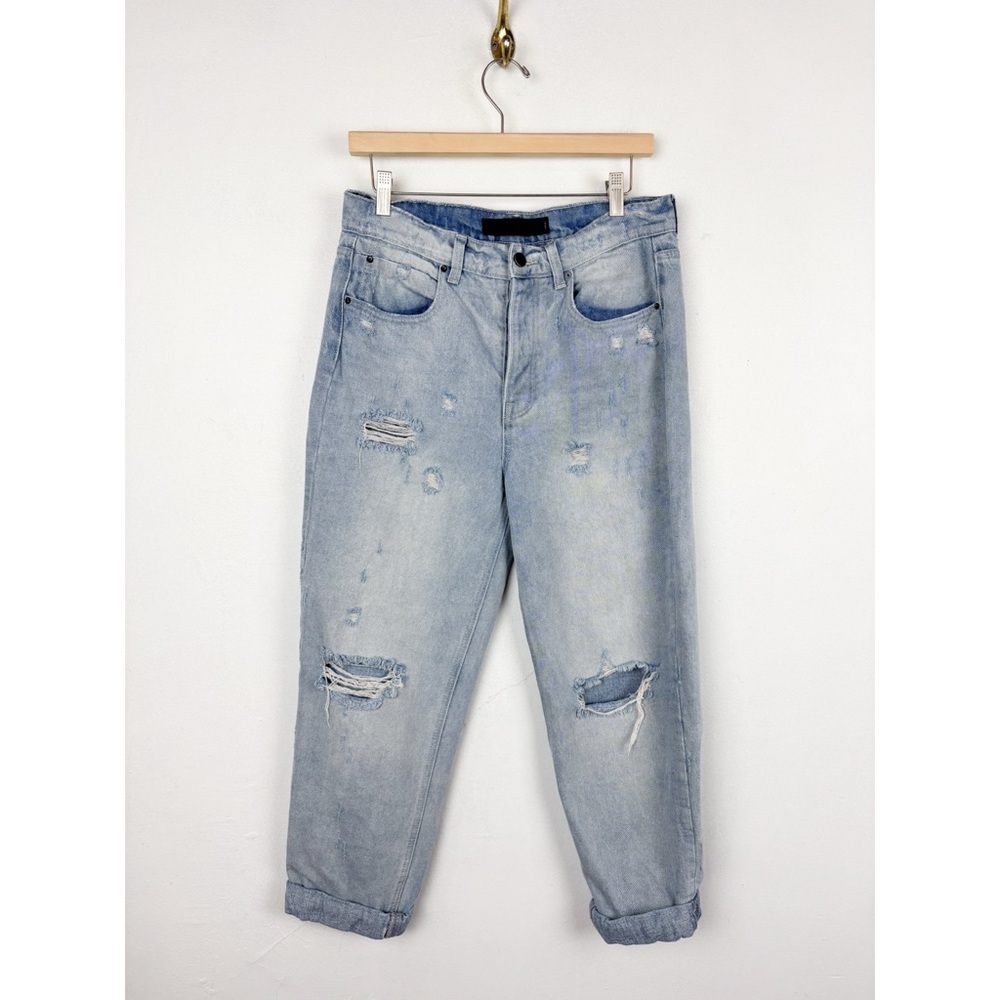 Alexander Wang X Denim Distressed Cuffed Boyfriend Jeans Sz 29
